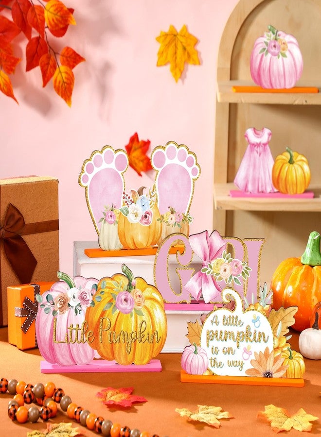 DoubleFill ٦ قطع من زينة حفلات استقبال المولودة الجديدة على شكل يقطينة صغيرة، مصنوعة من الخشب، لتزيين طاولة حفل استقبال المولودة الجديدة في عيد الشكر. يقطينة صغيرة في الطريق، زينة طاولة من خشب القيقب، لوازم الحفلات. - Image 3